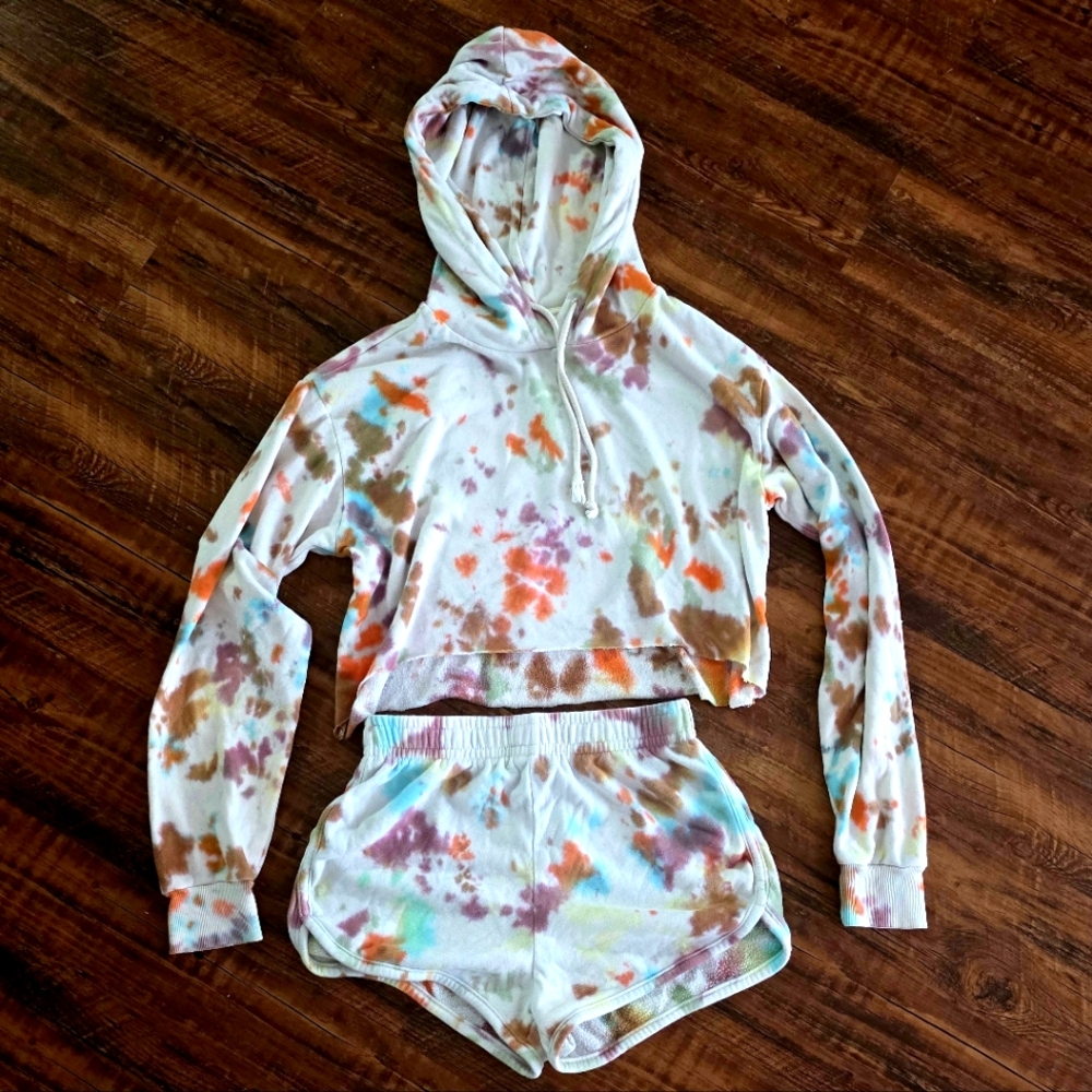 Wild Fable Shorts Sweat Set Hoodie 2 Piece Multicolor Tie-Dye XS